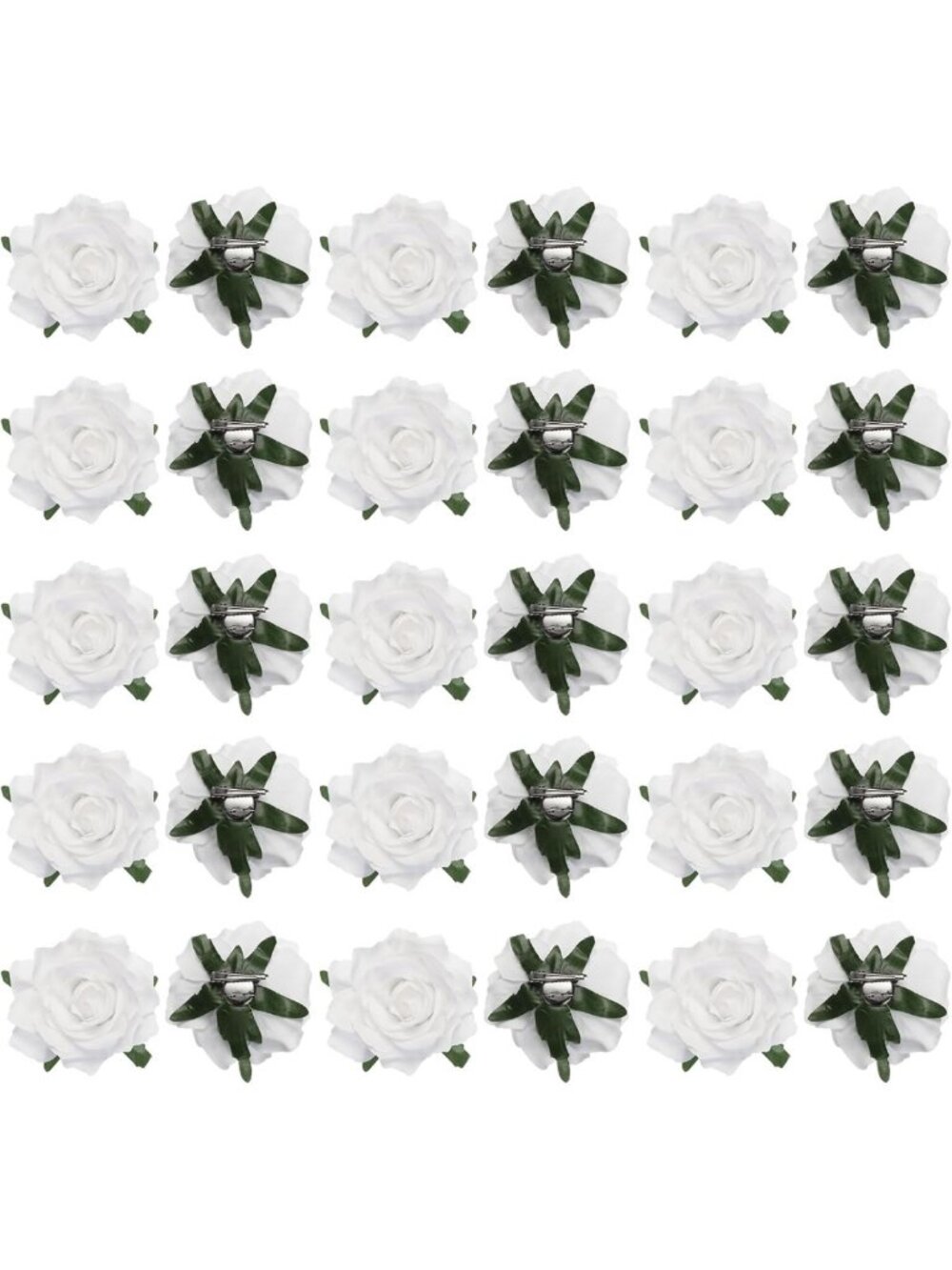 30 Pcs Rose Flower Hair Clips - 4 Inch Floral Hair Pins & Brooches for Women